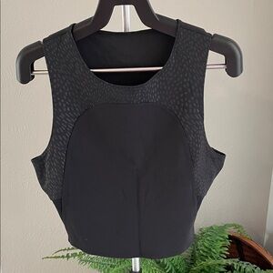 lululemon athletica Black Cropped Tank Top with Subtle Textured Panels
